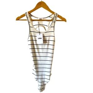 LNA Backless Bodysuit NEW cream navy striped sexy top